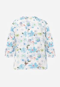 Born2be - Niebieska Koszula Wiskozowa w Kwiaty Syro. Okazja: na co dzień. Typ kołnierza: dekolt w kształcie V. Kolekcja: plus size. Kolor: niebieski. Materiał: wiskoza. Wzór: kwiaty. Styl: casual #5