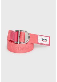 Tommy Jeans Pasek damski kolor różowy. Kolor: różowy. Materiał: poliester