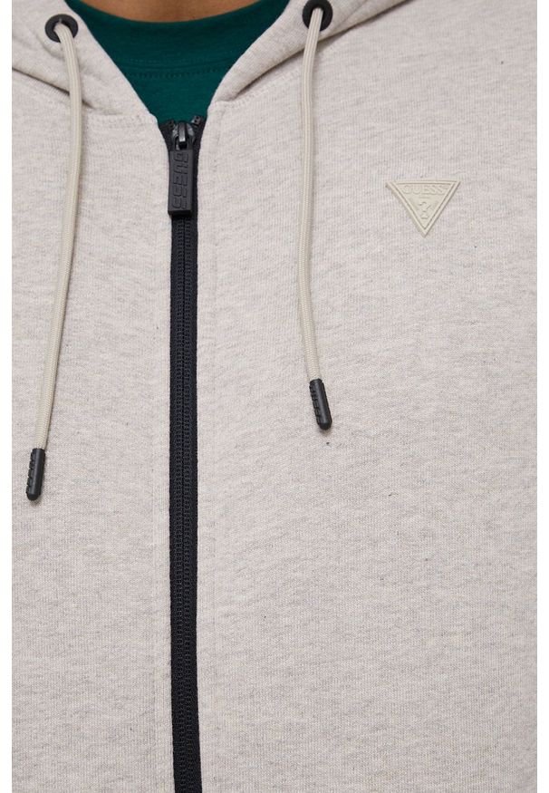 Guess Bluza męska kolor beżowy z kapturem gładka. Okazja: na co dzień. Typ kołnierza: kaptur. Kolor: beżowy. Materiał: bawełna, dzianina. Wzór: gładki. Styl: casual