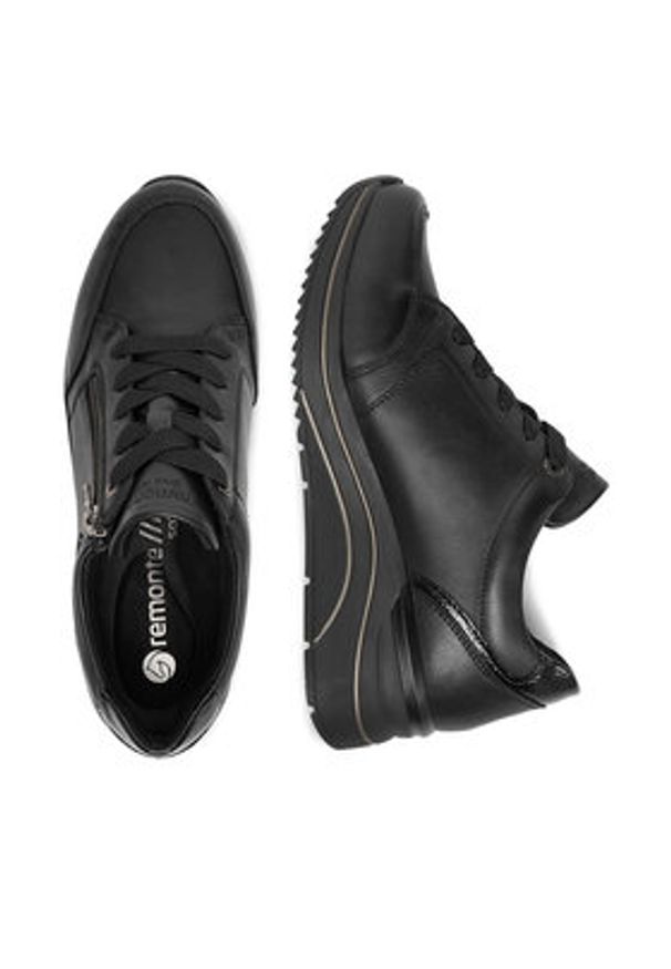 Remonte Sneakersy D0T03-00 Czarny. Kolor: czarny. Materiał: skóra