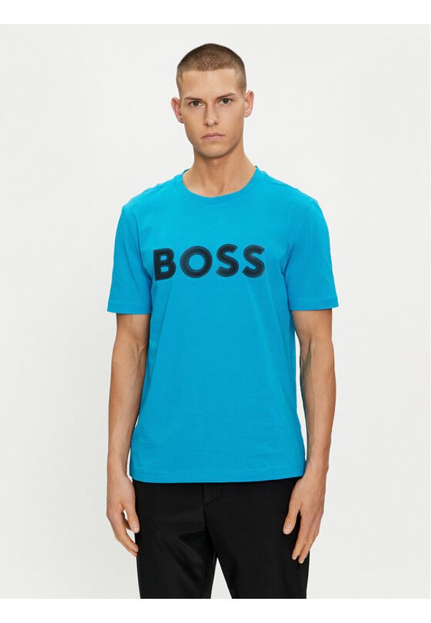 BOSS - Boss T-Shirt 50512866 Niebieski Regular Fit. Kolor: niebieski. Materiał: bawełna