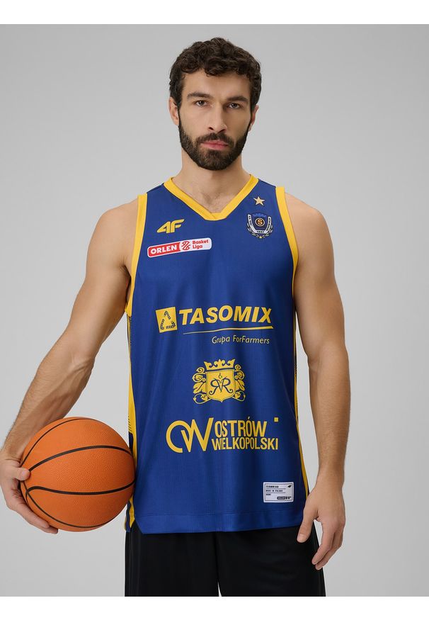 4f - 4F Koszulka meczowa replika wyjazdowa z sezonu 2025/26 męska 4F x Stal Ostrów - granatowa S. Kolor: niebieski. Materiał: materiał. Wzór: nadruk. Sport: fitness