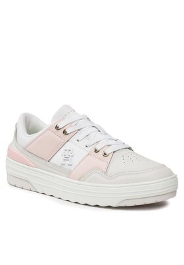 TOMMY HILFIGER - Tommy Hilfiger Sneakersy Th Basket Sneaker Lo FW0FW07756 Szary. Kolor: szary. Materiał: skóra
