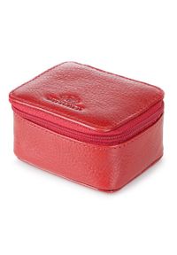 Wittchen - Kosmetyczka skórzana pudełkowa. Kolor: czerwony. Materiał: skóra. Wzór: aplikacja #3