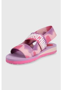 Love Moschino sandały damskie kolor różowy. Kolor: różowy. Materiał: materiał. Obcas: na obcasie. Wysokość obcasa: niski #4