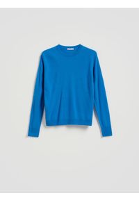 Reserved - Wełniany sweter - niebieski. Kolor: niebieski. Materiał: wełna