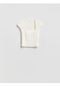 Reserved - T-shirt z wiskozą - złamana biel. Materiał: wiskoza #1