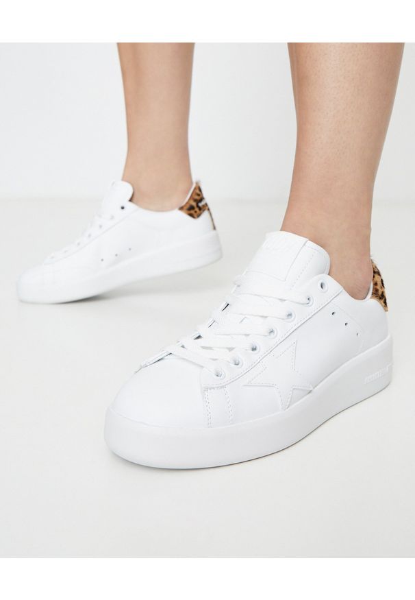 GOLDEN GOOSE - Białe sneakersy Pure Star. Kolor: biały. Materiał: jeans, guma. Wzór: aplikacja, gładki
