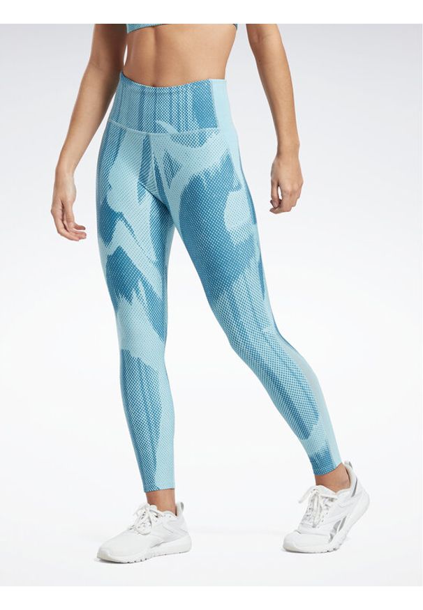 Reebok Legginsy Lux Perform HA4373 Niebieski Slim Fit. Kolor: niebieski. Materiał: syntetyk