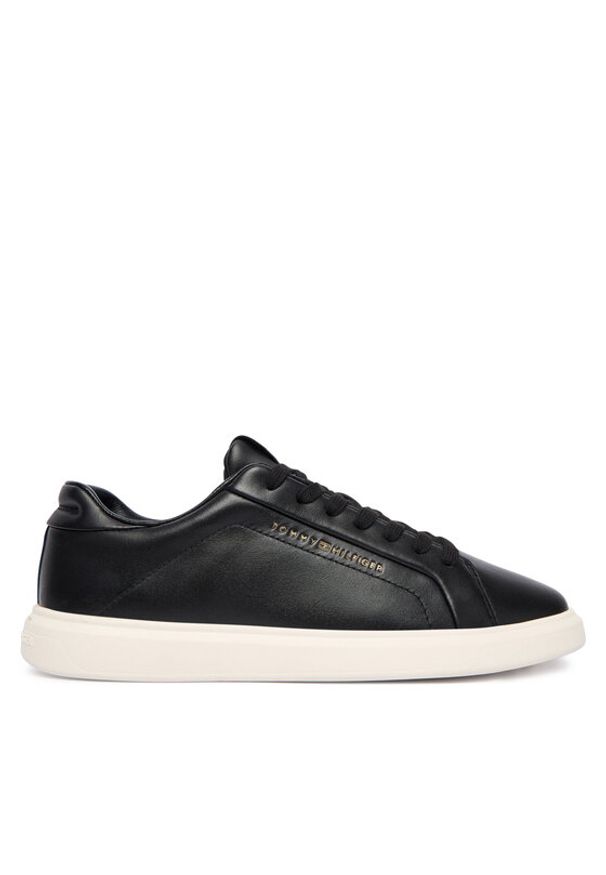 TOMMY HILFIGER - Tommy Hilfiger Sneakersy Icon Court Light Weight Shinny FW0FW08949 Czarny. Kolor: czarny. Materiał: skóra