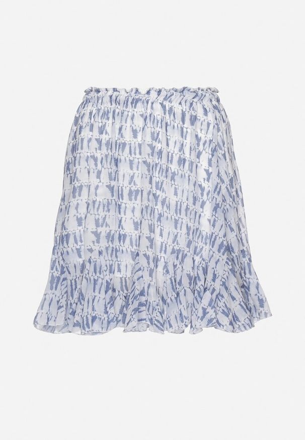 Born2be - Niebieska Spódnica o Rozkloszowanym Kroju z Falbanką Yasselia. Okazja: na spacer, na co dzień. Kolor: niebieski. Styl: elegancki, casual