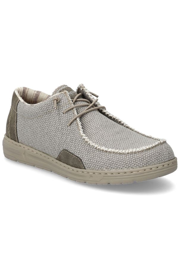 Półbuty męskie sznurowane mokasyny szare Rieker 08600-63. Kolor: szary. Materiał: tkanina