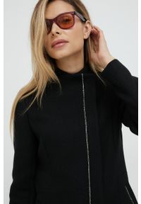 Morgan płaszcz wełniany kolor czarny przejściowy. Okazja: na co dzień. Kolor: czarny. Materiał: wełna. Styl: casual #2