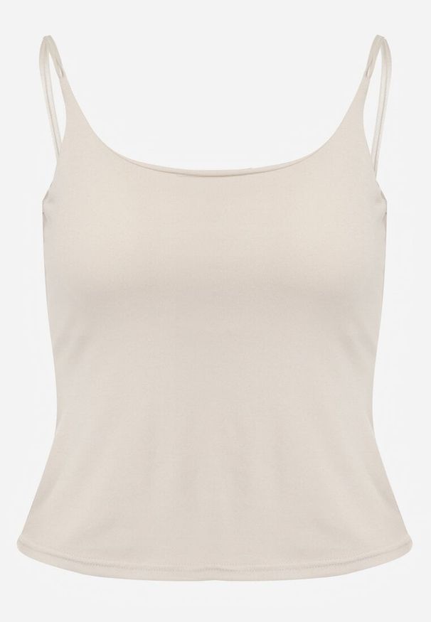 Renee - Beżowy Top z Wiskozy na Podwójnych Ramiączkach Indrea. Okazja: na co dzień. Kolor: beżowy. Materiał: wiskoza. Długość rękawa: na ramiączkach. Styl: klasyczny, casual