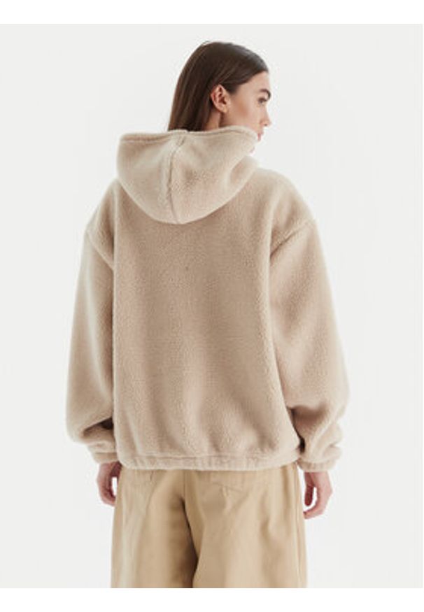 Adidas - adidas Bluza Essentials Teddy JW6061 Beżowy Oversize. Kolor: beżowy. Materiał: syntetyk