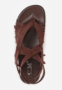 Born2be - Brązowe Sandały w Stylu Rzymianek z Frędzlami Lysoph. Okazja: na co dzień. Zapięcie: sprzączka. Kolor: brązowy. Materiał: jeans. Styl: casual, elegancki, boho #5