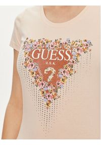 Guess T-Shirt W4YI72 J1314 Różowy Slim Fit. Kolor: różowy. Materiał: bawełna