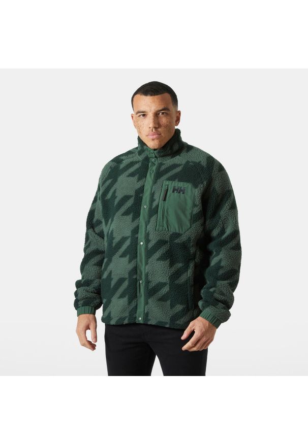 Bluza dresowa z nadrukiem Helly Hansen Panorama Pile Snap. Kolor: zielony. Materiał: dresówka. Wzór: nadruk. Sport: turystyka piesza