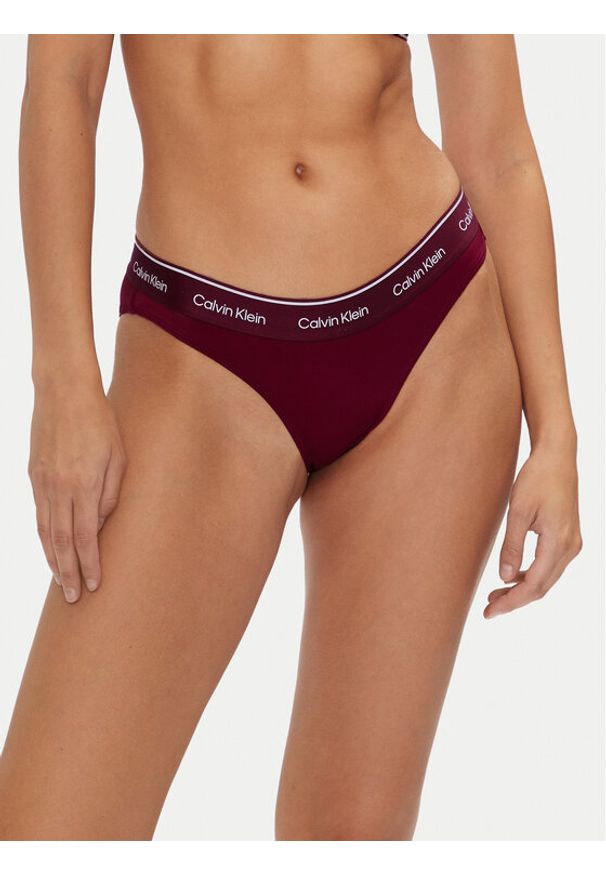 Calvin Klein Swimwear Dół od bikini KW0KW02428 Bordowy. Kolor: czerwony. Materiał: syntetyk