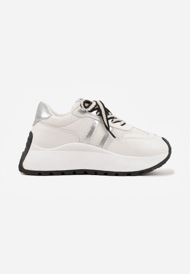 Born2be - Białe Sneakersy VICES w Stylu Streetwearowym na Grubej Podeszwie Ilinatea. Okazja: na co dzień. Kolor: biały. Materiał: jeans