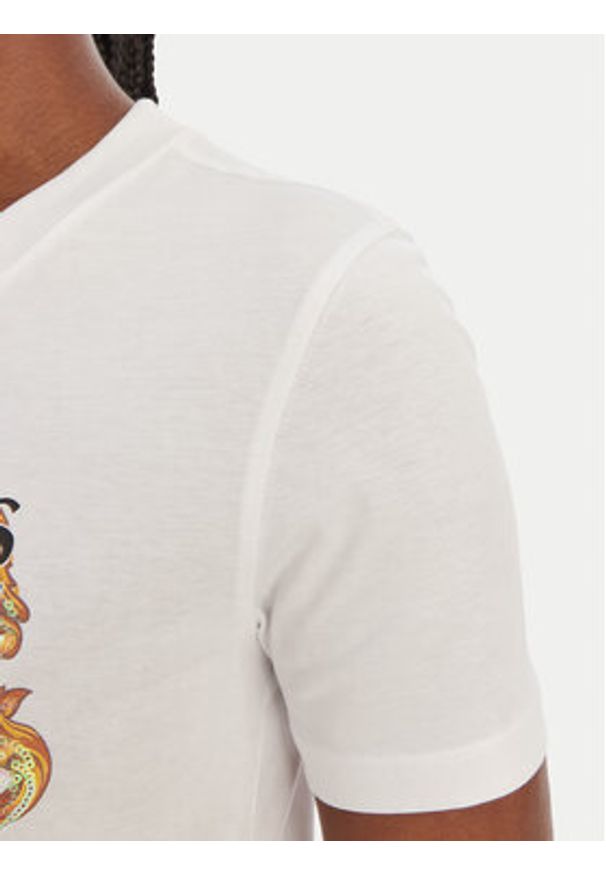 Versace Jeans Couture T-Shirt 80HAHE02 CJ00E Biały Regular Fit. Kolor: biały. Materiał: bawełna