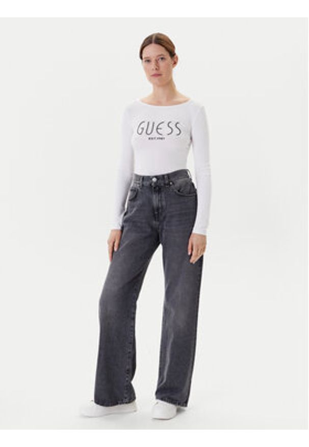 Guess Body W5YP05 K68D2 Biały Slim Fit. Kolor: biały. Materiał: wiskoza