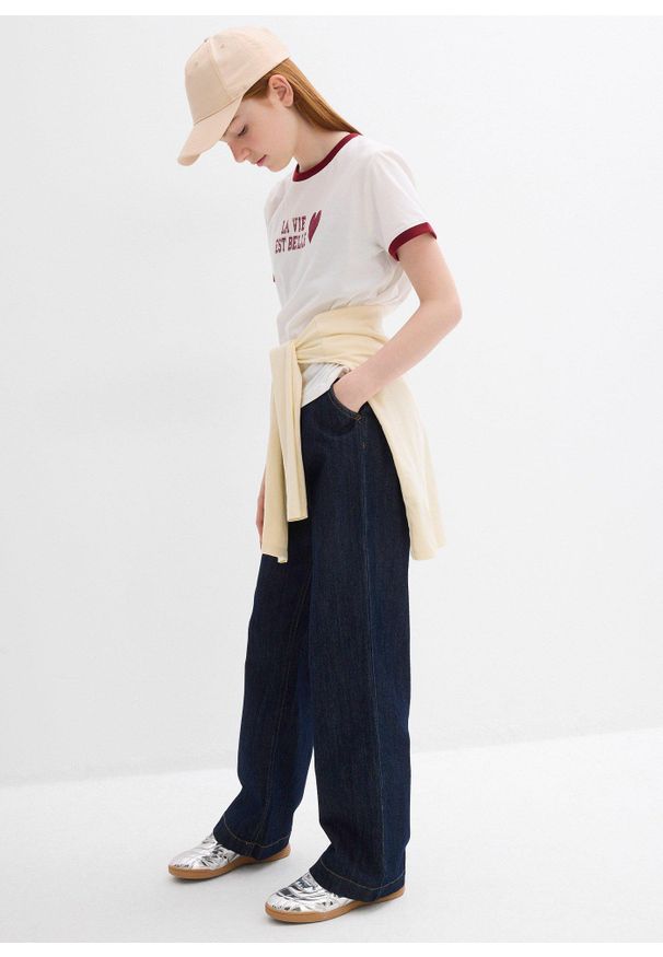 bonprix - T-shirt z czystej bawełny organicznej. Kolor: biały. Materiał: bawełna