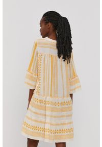 Vero Moda - Sukienka. Kolor: żółty. Materiał: tkanina, bawełna. Typ sukienki: rozkloszowane #3