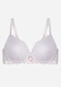 Renee - Biały Koronkowy Biustonosz Ozdobiony Cyrkoniowym Sercem Bothilei. Kolor: biały. Materiał: koronka. Wzór: aplikacja #2