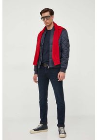 TOMMY HILFIGER - Tommy Hilfiger kurtka bomber męski kolor granatowy przejściowa. Kolor: niebieski. Materiał: poliester #5