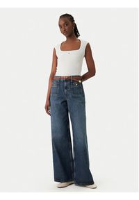 Tommy Jeans Top Smock Seersucker DW0DW22220 Biały Slim Fit. Kolor: biały. Materiał: syntetyk #5