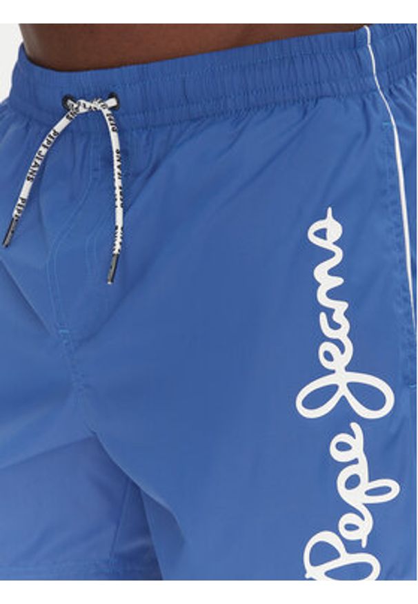 Pepe Jeans Szorty kąpielowe Logo PMB10419 Niebieski Regular Fit. Kolor: niebieski. Materiał: syntetyk