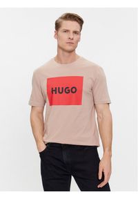 Hugo T-Shirt Dulive222 50467952 Beżowy Regular Fit. Kolor: beżowy. Materiał: bawełna