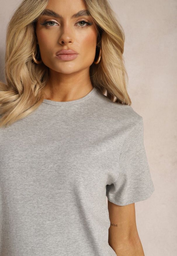 Renee - Szara Casualowa Koszulka T-shirt z Bawełny Gittaria. Okazja: na co dzień. Kolor: szary. Materiał: bawełna. Styl: casual