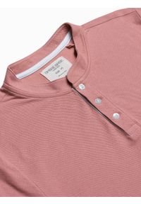 Ombre Clothing - Koszulka męska polo bawełniana S1381 - różowa - XXL. Typ kołnierza: polo. Kolor: różowy. Materiał: bawełna #3