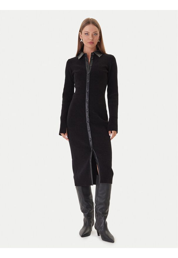 Patrizia Pepe Sukienka dzianinowa 2A2982 K215 Czarny Regular Fit. Kolor: czarny. Materiał: syntetyk