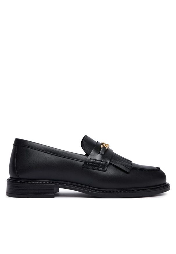 TOMMY HILFIGER - Tommy Hilfiger Loafersy Th Chain Fringe Leather Loafer FW0FW09668 Czarny. Kolor: czarny. Materiał: skóra
