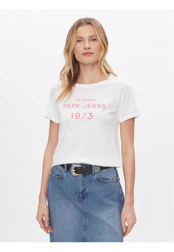 Pepe Jeans T-Shirt Harbor PL505743 Biały Regular Fit. Kolor: biały. Materiał: bawełna