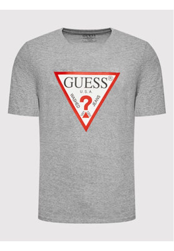 Guess T-Shirt M2YI71 I3Z11 Szary Slim Fit. Kolor: szary. Materiał: bawełna