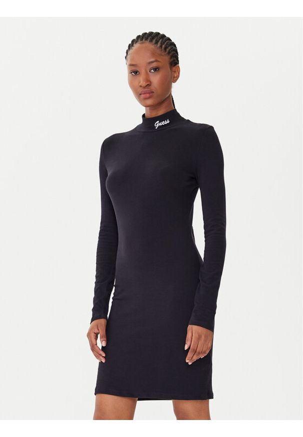Guess Sukienka codzienna V5BK04 KCBF1 Czarny Slim Fit. Okazja: na co dzień. Kolor: czarny. Materiał: bawełna. Typ sukienki: proste. Styl: casual