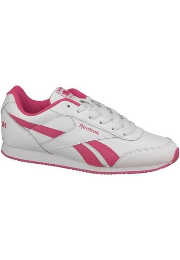 Buty do chodzenia dla dzieci Reebok Royal CL Jogger 2. Zapięcie: sznurówki. Kolor: biały, różowy, wielokolorowy. Materiał: materiał, tkanina, syntetyk, skóra. Szerokość cholewki: normalna. Model: Reebok Royal. Sport: turystyka piesza