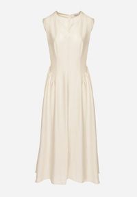 Born2be - Beżowa Wiskozowa Sukienka o Rozkloszowanym Kroju Lirice. Okazja: na co dzień. Kolor: beżowy. Materiał: wiskoza. Typ sukienki: proste. Styl: casual, elegancki, klasyczny #7