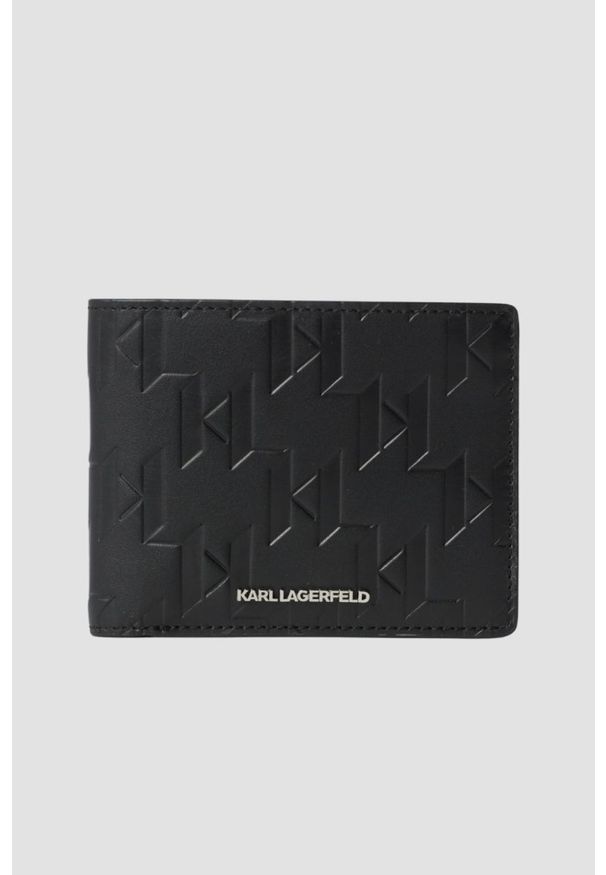 Karl Lagerfeld - KARL LAGERFELD Czarny portfel skórzany Loom Bifold. Kolor: czarny. Materiał: skóra