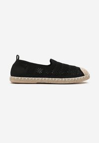 Born2be - Czarne Espadryle z Ażurowej Siateczki Ozdobione Plecionką Lanivesa. Okazja: na spacer. Kolor: czarny. Materiał: materiał. Wzór: ażurowy, aplikacja. Sezon: lato, wiosna #4