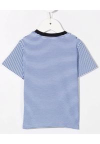 MONCLER KIDS - Koszulka w prążki z logo 0-3 lat. Kolor: niebieski. Materiał: bawełna, tkanina. Wzór: prążki. Sezon: lato