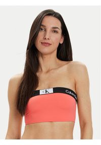 Calvin Klein Swimwear Góra od bikini KW0KW02355 Koralowy. Kolor: pomarańczowy. Materiał: syntetyk