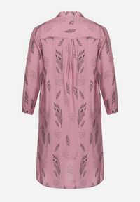 Born2be - Ciemnoróżowa Sukienka Szmizjerka z Guzikami przy Dekolcie z Podwijanymi Rękawami Ketella. Okazja: do pracy, na co dzień. Kolor: różowy. Wzór: aplikacja. Typ sukienki: szmizjerki. Styl: elegancki, casual, sportowy, klasyczny #5