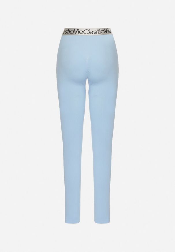 Born2be - Jasnoniebieskie Elastyczne Legginsy z Szeroką Gumą w Pasie Rindama. Kolor: niebieski. Materiał: guma. Styl: sportowy