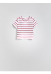 Reserved - T-shirt w paski - czerwony. Kolor: czerwony. Materiał: bawełna, dzianina. Wzór: paski