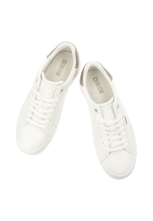 Big-Star - Trampki damskie Big Star, skóra ekologiczna sznurowany fason minimalistyczny design gruba gumowa podeszwa okrągły nosek, białe, TT274805. Okazja: na co dzień. Nosek buta: okrągły. Zapięcie: sznurówki. Kolor: biały. Materiał: guma, skóra ekologiczna. Szerokość cholewki: normalna. Styl: elegancki, casual, klasyczny, sportowy